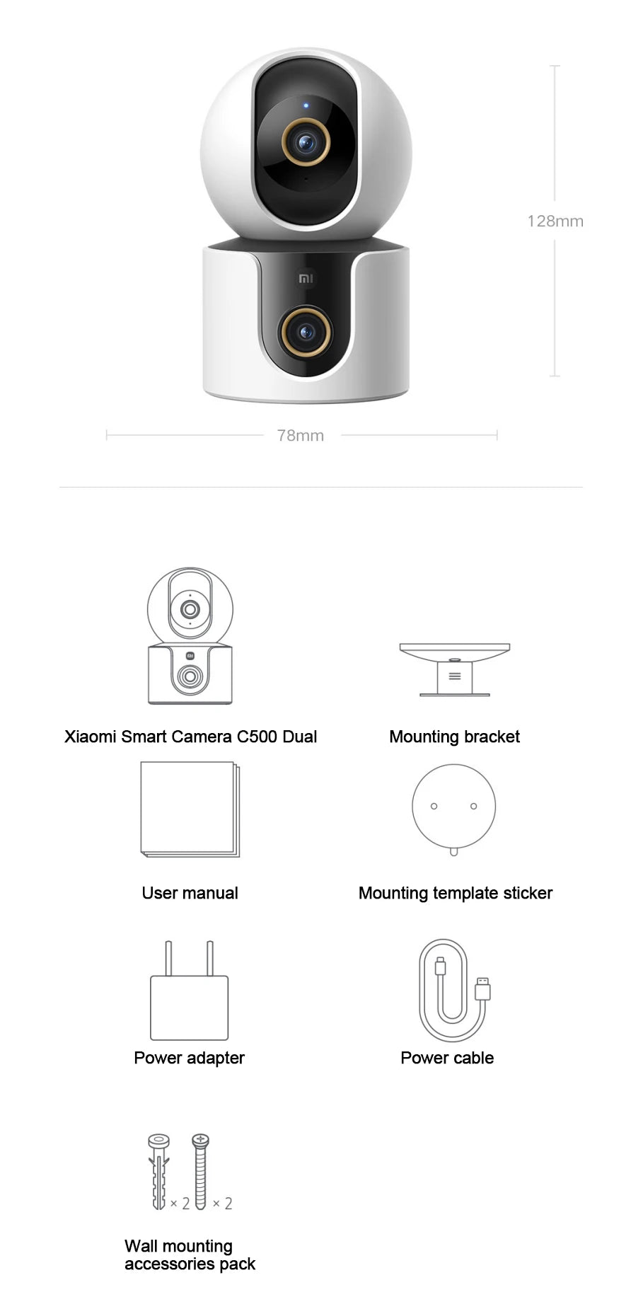 2025 Xiaomi Smart Camera C500 Dual Lens Version 4MP Security Camera 360° AI Detection Full Color Night Vision WiFi 6 Mi Home APP