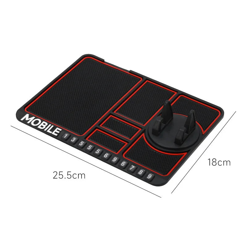 Car dashboard pad - with phone stand, parking sign, car dashboard storage, countertop storage pad