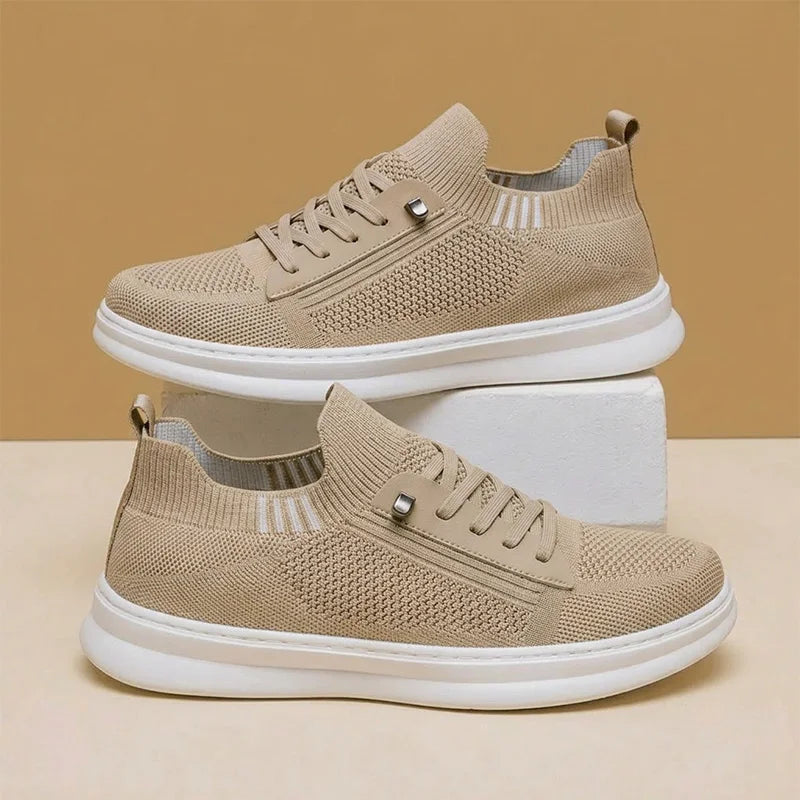 Comfortable Breathable Knitted Sport Shoes Men Soft Bottom Non Slip Mesh Flats Men Spring Summer Slip On Light Casual Loafers