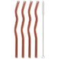 4pcs 200*8mm Glass Straws Wavy Colorful Drinking Straw Set with Brush High Borosilicate Glass Straw Kitchen Party Bar Drinkware
