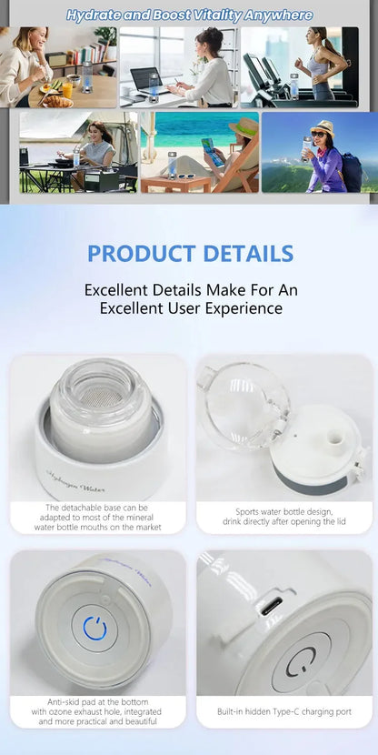 New hydrogen water bottle rich hydrogen water generator+complimentary adapterPackage style