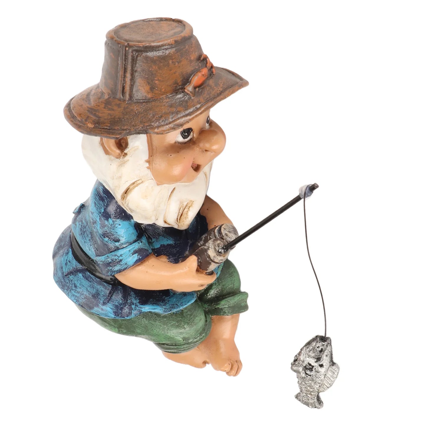 Fishing Gnome Sitter Funny UV Resistant Resin Decorative Outdoor Garden Lawn Gnome for Yard Garden Decoration