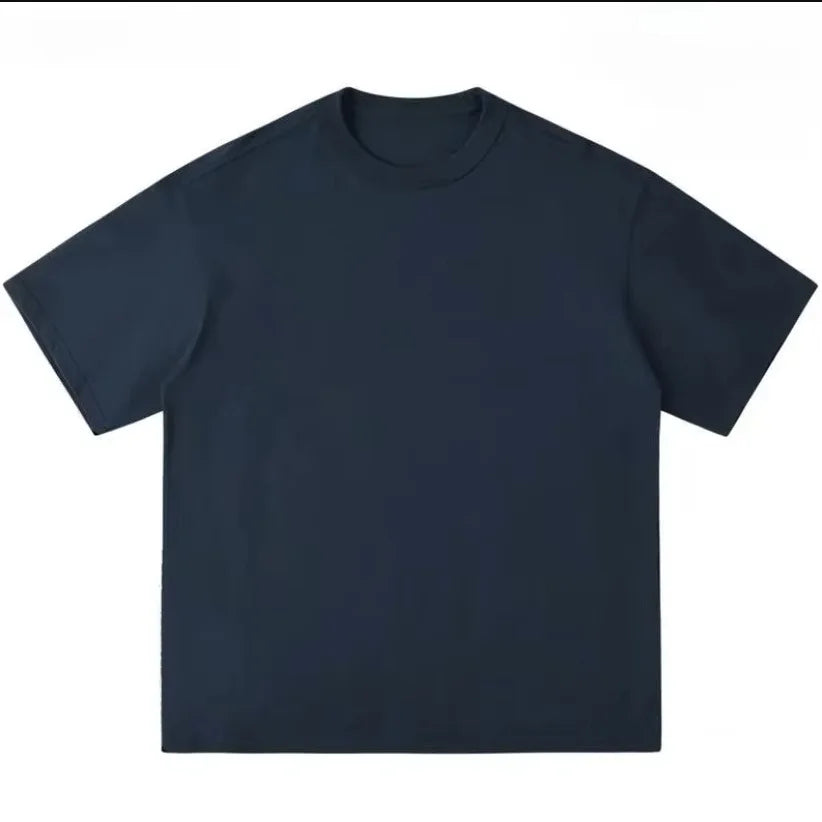 300g Thick Combed Cotton Round Neck T-shirt, Solid Color Loose Fit Simple and Casual Basic Style Suitable for Both Men and Women