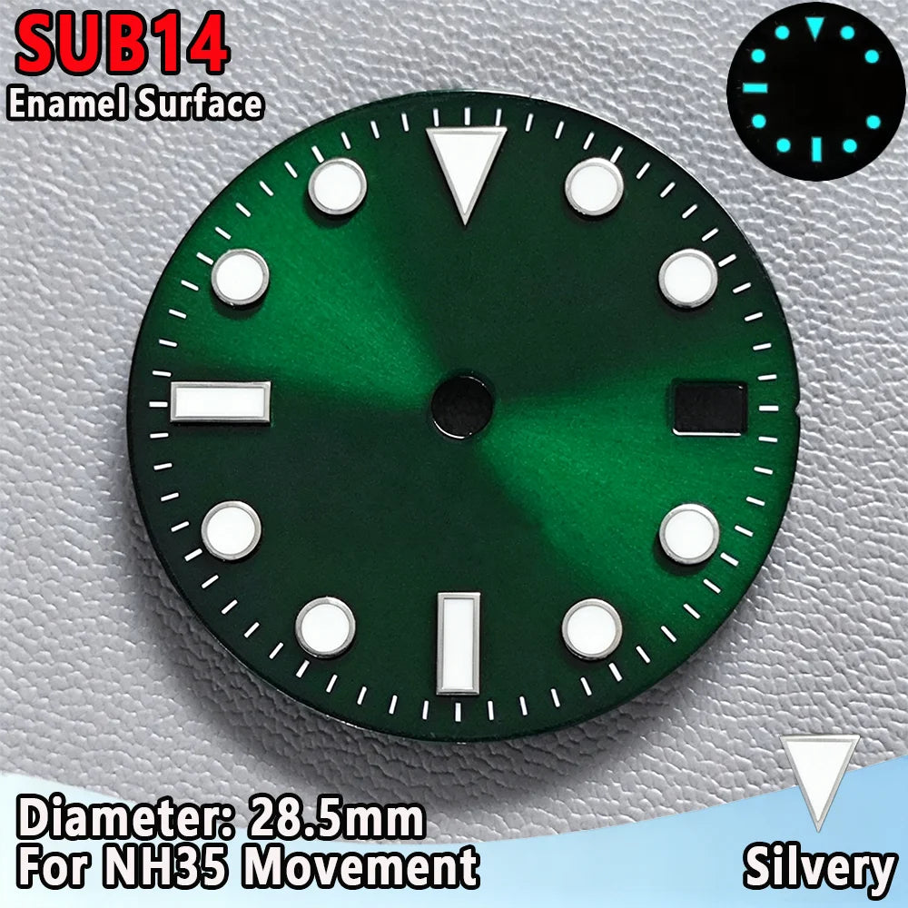 28.5mm NH35 Watch Dial Luminous Dials Single Calendar Dial Suitable For NH35 Movement Can Support DIY Dial Customization Logo