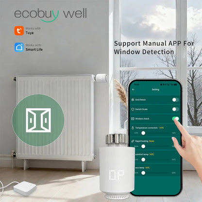 Tuya Zigbee Thermostatic Valve Radiator Zigbee Thermostat Smart Thermostatic Radiator Valve Head Temperature Controller Alexa