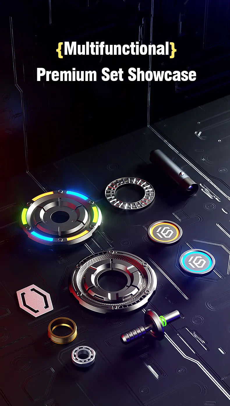 Metal EDC fidget spinner rotatable with luminous effect mechanical card-pushing function It's a stress-relieving toy Gifts  boys