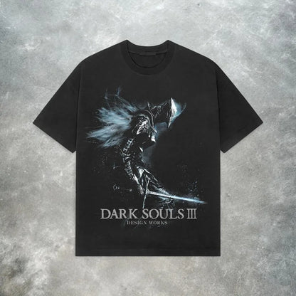 Dark Souls 3 Tee Retro Y2K Soulsborne Video Game T-Shirt Summer Men's and Women's Loose and Breathable T-shirt Top