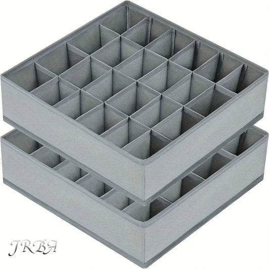 1pc Fabric Storage Box with 24 Compartments - Foldable Stackable Organizer for Socks Ties Underwear Space-Saving Drawer Divider