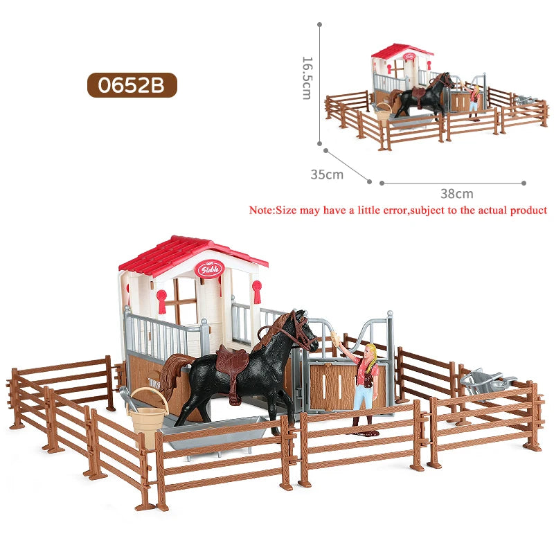 Oenux Farm Horse Race Model Action Figures DIY Equestrianism Horseman Animals Figurine Cute Education Collection Kids Toy Gift