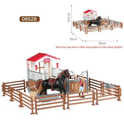Oenux Farm Horse Race Model Action Figures DIY Equestrianism Horseman Animals Figurine Cute Education Collection Kids Toy Gift