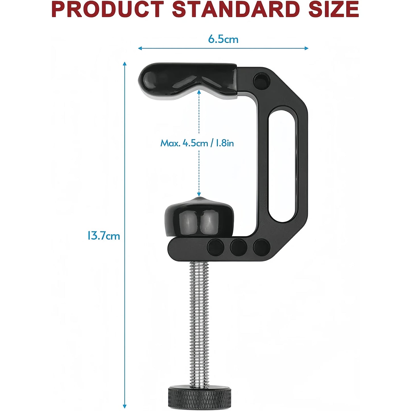 Lanxire Universal C Clamp Mount with 1/4" & 3/8" Threads, Heavy Duty Desktop Clamp for Mic/LCD Monitor/Webcam, Studio - 2Packs