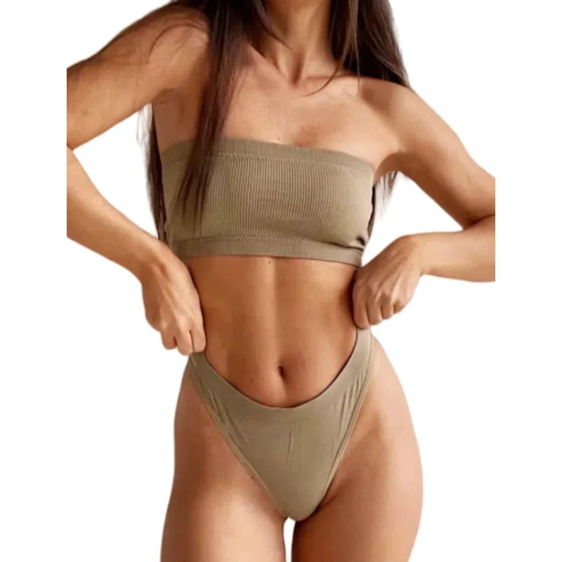 Women Strapless Bra And Panties Set Push Up Bra High Waist Thong  Seamless Underwear Sexy Tube Bra Female Sexy Lingerie Set