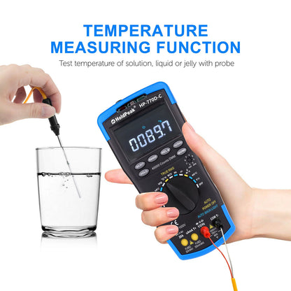 HP-770D-C LCD Digital Multimeter - True RMS Auto Range for AC/DC Voltage, Ohm, Amp & Capacitor (40,000 Counts)