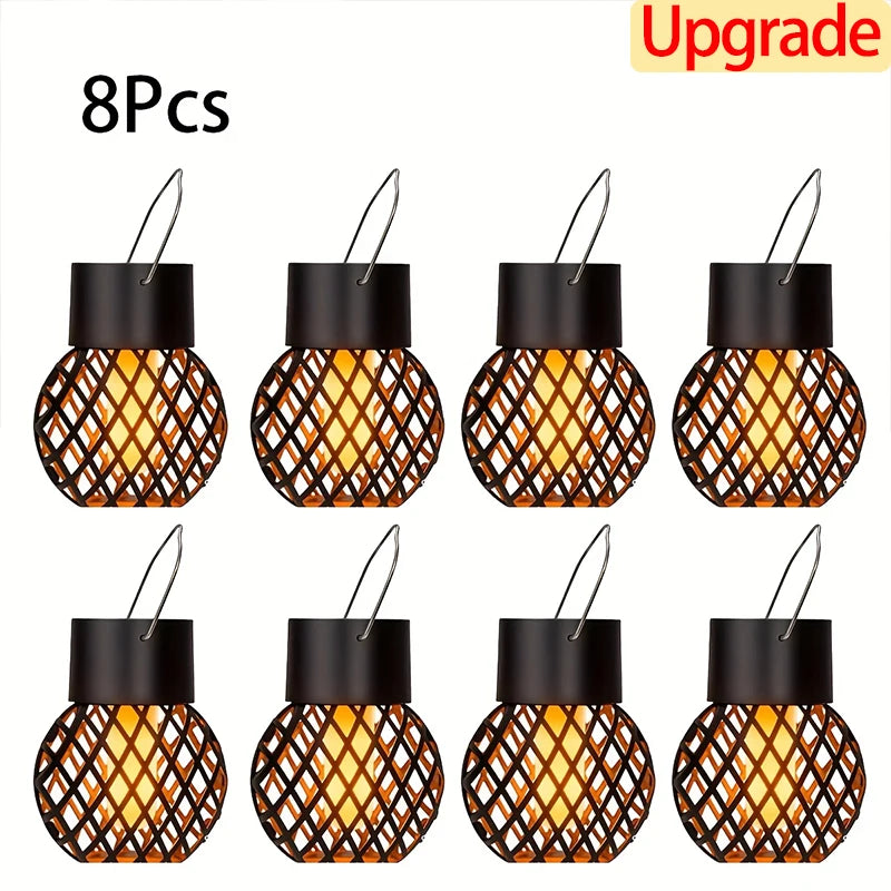 Solar LED Outdoor Flame Effect Hanging Lantern Out Waterproof Garden Decoration Lamp Solar Fairy Light For Patio Garden Yard