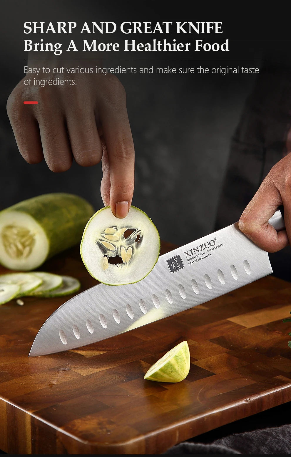 XINZUO 1-5PCS High Quality 3.5+5+8+8+8"  Paring Utility Cleaver Chef Knife Germany 1.4116 Stainless Steel Kitchen Knife Sets