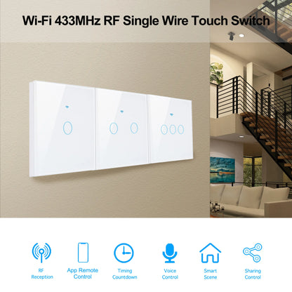 Tuya Wifi Smart Light Switch EU 1/2/3Gang Touch Light Switch No Neutral Wire Wall Light Switches for Alexa Google Voice Control