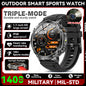 Smartwatch LIGE 2026 wojskowy, bateria 1400mAh, dla mężczyzn, latarka zewnętrzna, wodoodporność IP68, pulsometr, połączenia Bluetooth, bransoletka sportowa