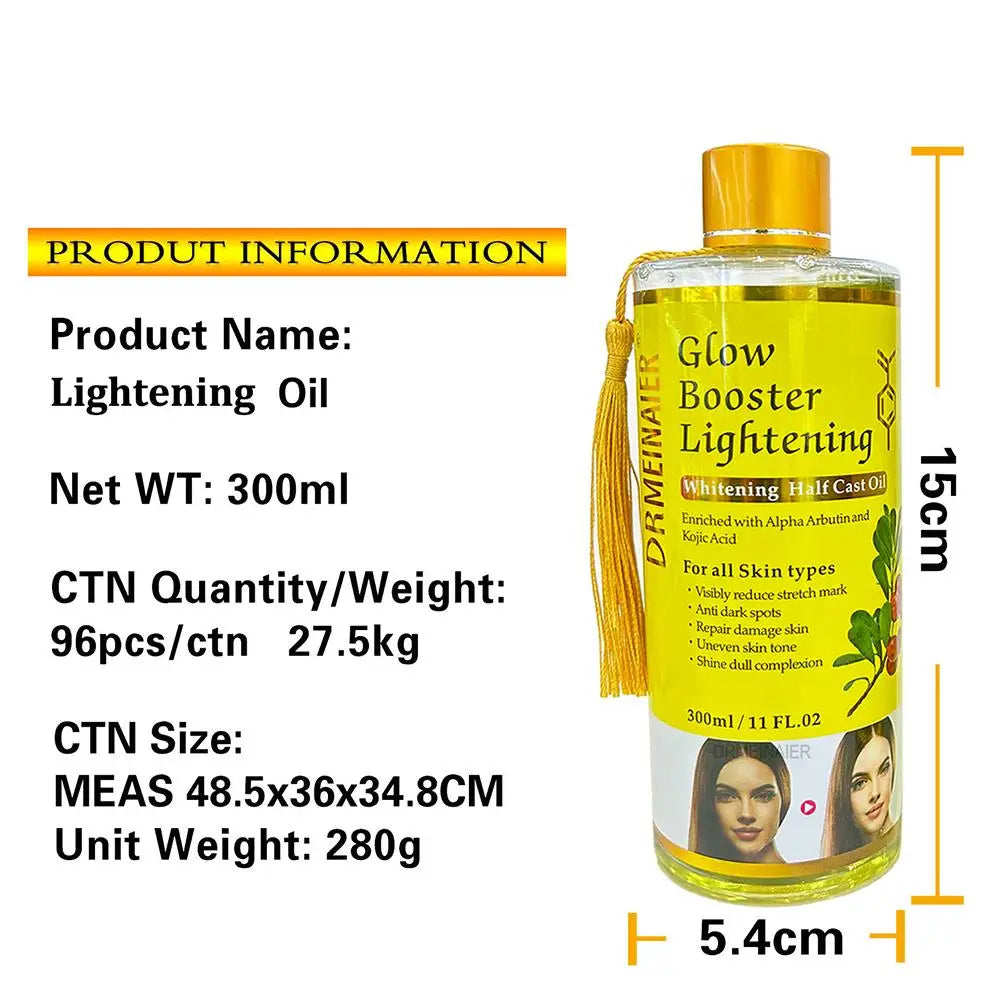 Booster Lightening Radiance Half Cast Oil 300ml Brightening Body Oil for All Skin Types, Brightening & Repairing Body Oil Skinca