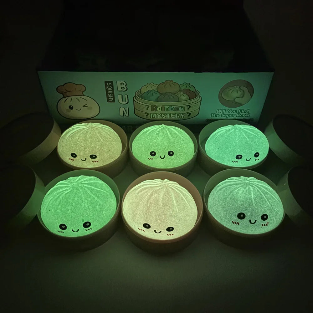 New Luminous Dumplings Squishy Expression Bun Toys Colorful Slow Rebound Simulation Stress Relief Bun Squeeze Toys
