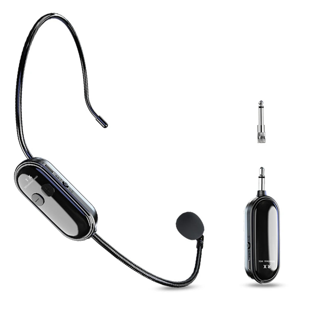 1-5PCS 2.4G 2 in 1 Head-mounted Wireless Lavalier Microphone Set Transmitter with Receiver for Amplifier Voice Speaker Teaching