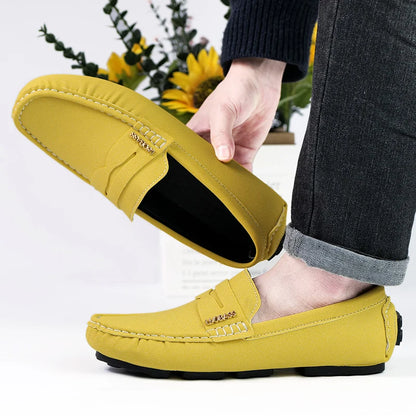 Men's Sleek Metal-Buckle Driving Loafers, Men's Daily Casual Slip-On Footwear, Men's Reinforced Abrasion-Resistant Footwear