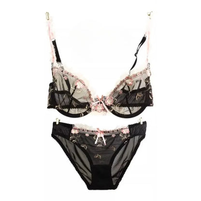 Ultra-thin steel band bra, fashionable plus-size lace lingerie set, transparent comfy bra set, soft material, S-XL all-day wear