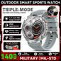 Smartwatch LIGE 2026 wojskowy, bateria 1400mAh, dla mężczyzn, latarka zewnętrzna, wodoodporność IP68, pulsometr, połączenia Bluetooth, bransoletka sportowa