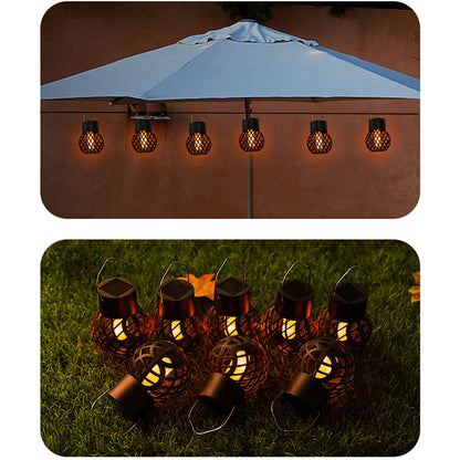 Solar LED Outdoor Flame Effect Hanging Lantern Out Waterproof Garden Decoration Lamp Solar Fairy Light For Patio Garden Yard