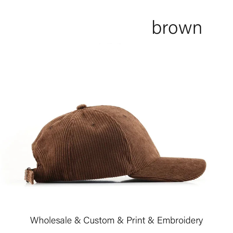 SLECKTON Custom Baseball Cap for Women and Men Fashion Design Brand LOGO Letter Embroidery Hats Corduroy Hats Unisex Wholesale