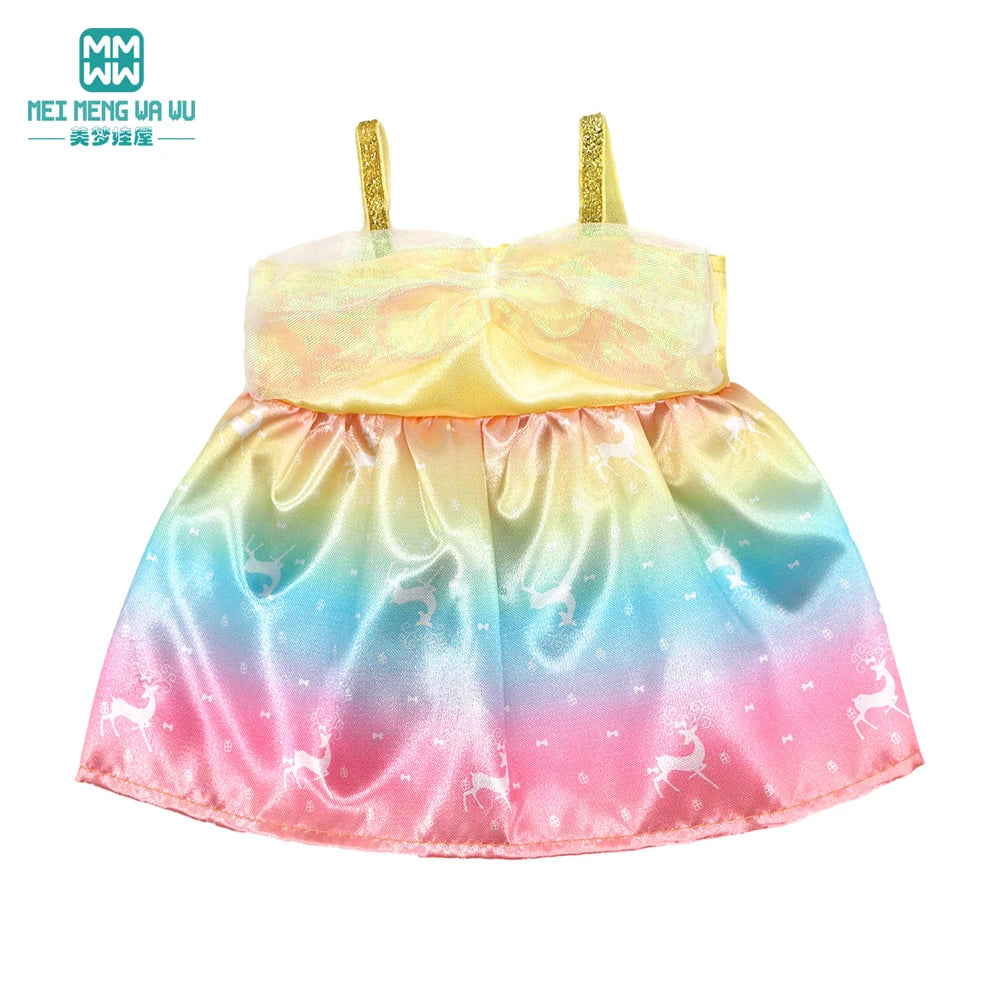 Fits 17-18inch American Doll and New Born Doll Clothes Fashion Dresses, Hooded Jumpsuit, Cardigan Strap Skirts Toys Gifts