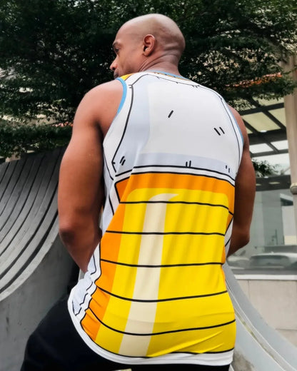 2026 Summer Dragon Ball Vegeta Saiyan Armor Cosplay Tank Top, 3D Print Retro Streetwear Oversized Polyester Top for Unisex Kids