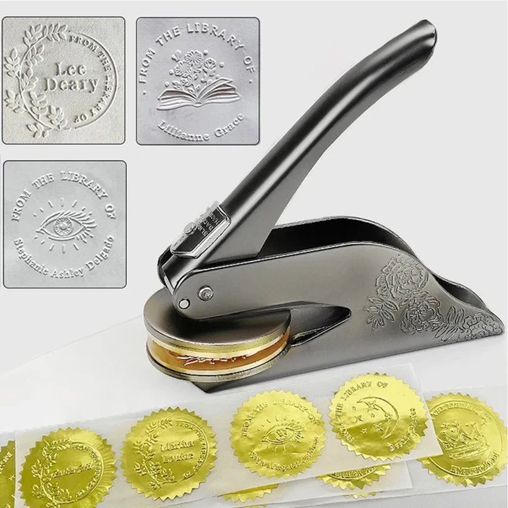 Customized Book Embossed Stamp Personalized Custom LOGO Embosser Seal Wedding Invitation Library Customize Embossing Paper Stamp