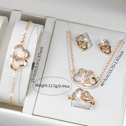 6PCS/Set Simple Scale Dial Women's Watch Fashion Gold Steel Band Quartz Watches Jewelry Set（Without Box）