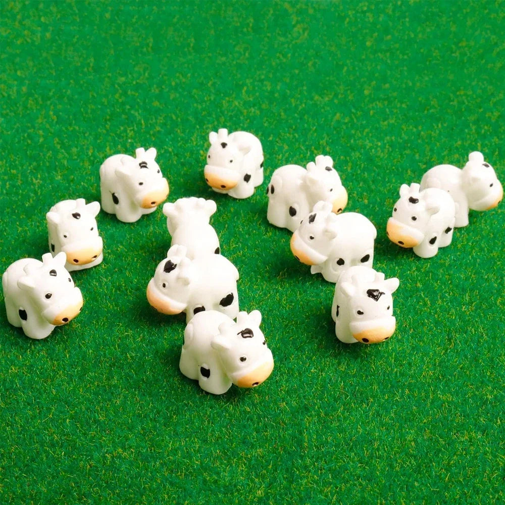 10/20 Pcs Mini Cow Figurines Mini Resin Cow Miniature Animals Figurines Fairy Garden Miniature Moss Landscape DIY Crafts