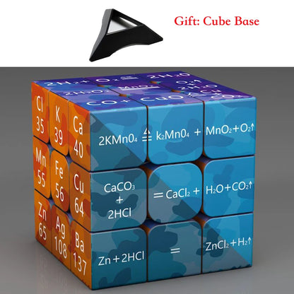 3x3x3 Magic Puzzle Cube Math Chemistry Element Physical Kids Puzzle Cube with Base Magico Cubo Children's Gifts Educational Toys