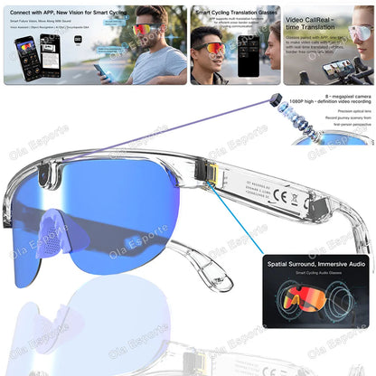 4K Polarized AI Smart Cycling Glasses Men 800W Camera Video Recording Translation Sunglasses BT Call Music Sports Glasses Q01