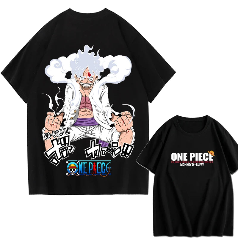 2026 New ONE PIECE Zoro Luffy Gear 5 Printed Short-sleeved Cotton T-shirt Summer Tide Pure Cotton Unisex Clothing