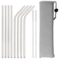 11Pcs Reusable Black Straw Set 304 Stainless Steel Straw Straight Bent Drinking Straw With Cleaning Brush Home Bar Accessory