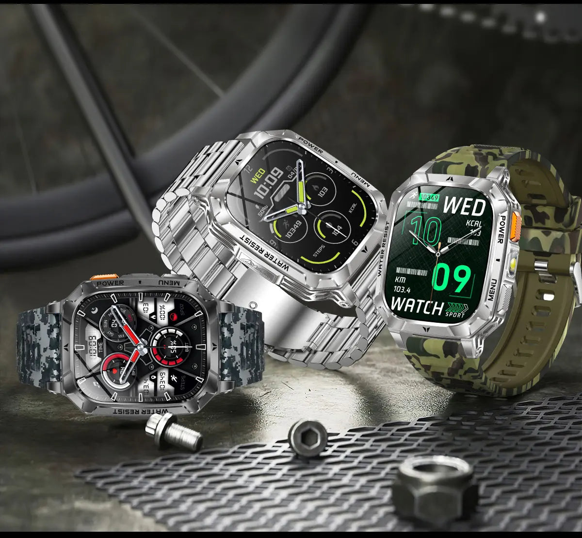 New Rugged Military Smart Watch Men 1400 mAh battery 2.01inch Bluetooth Call Health monitoring device LED flashlight Smart watch