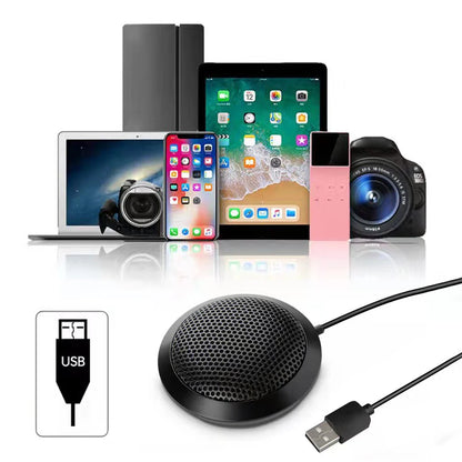 USB/3.5mm Conference Microphone Plug&Play 360° Omnidirectional Condenser Mic Desktop Computer Mic for Computer Desktop Laptop