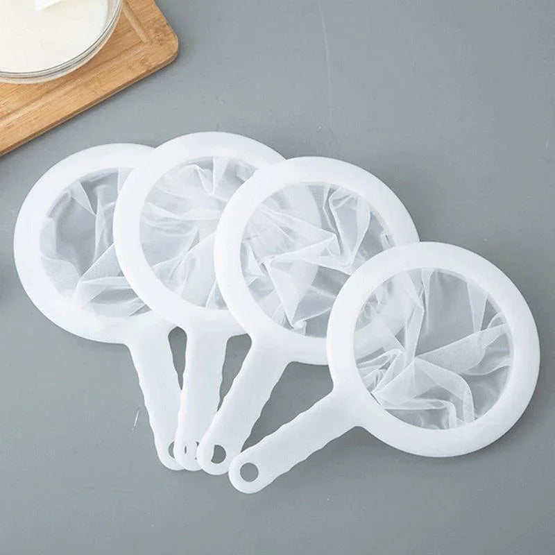 100/200/400Mesh Kitchen Ultra-Fine Nylon Mesh Strainer, Plastic Sieve Fine Mesh with Handle Kitchen Tool for Milk, Yogurt, Juice