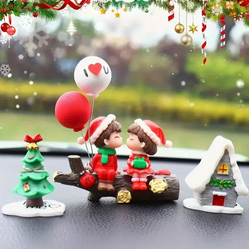 Mini Christmas Couple Figurines Cute DIY Micro Landscape Ornaments Desktop Decoration Accessories Table Decor