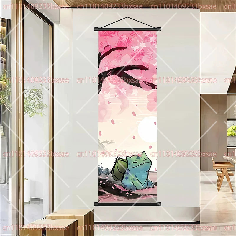 Pokémon Retro HD Scroll Painting Poster Squirtle Eevee Charmander Bulbasaur Gyarados Charizard Fan Collection Children's Gift