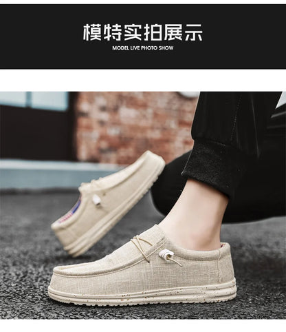 Men's Loafers Shoes Slip-on Easy To Put on Take Off Comfortable Breathable Casual Lightweight Low-Top Men's Canvas Shoes
