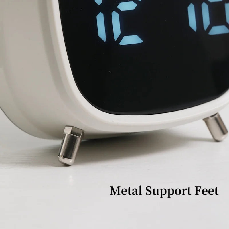 Voice Control Digital Alarm Clock Double Bell Super Loud for Heavy Sleeper Night Mode 12/24H Night Anti-disturb Table LED Clock