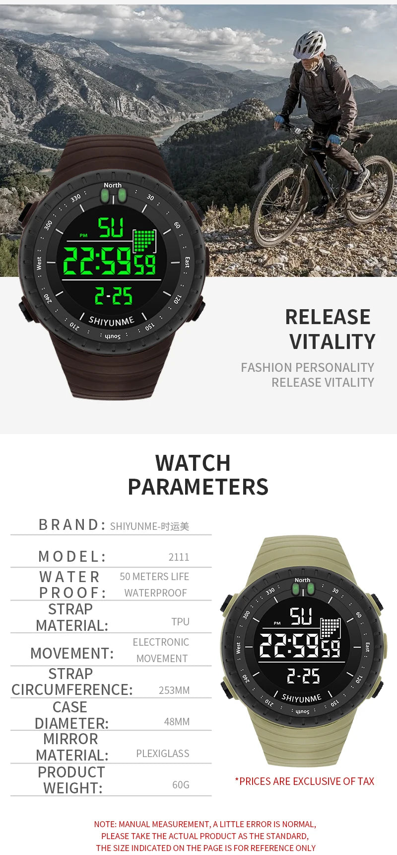 Top Men's Sports Watch 50M Waterproof Military Display Clock Man Watches LED Digital Luxury Fashion  Electronic Wristwatch  2111