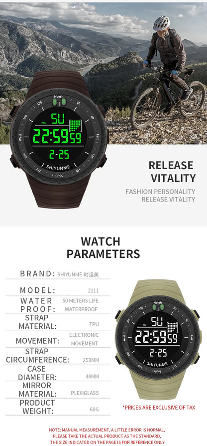 Top Men's Sports Watch 50M Waterproof Military Display Clock Man Watches LED Digital Luxury Fashion  Electronic Wristwatch  2111