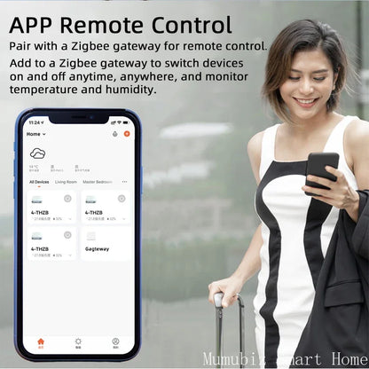 Tuya Zigbee 4 Gang Smart Switch with Temperature or Humidity Sensor Passive Dry Contact 32V 250V Switch Relay Alexa Compatible