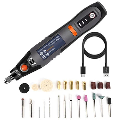 35W Rechargeable Electric Drill 3 Speed Engraving Pen USB Cordless Rotary Tool For Jewelry Metal Dremel Tools 8500r-21000r/min