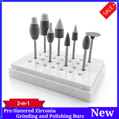 Dental Lab 2-in-1 Grinding Polishing Hand Tool for Pre-Sintered Zirconia Green State Zirconia Restoration Finishing Rotary Tool